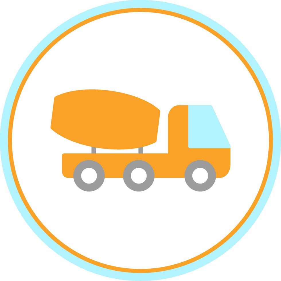 Cement Truck Flat Circle Icon vector