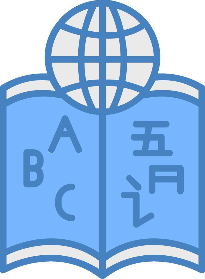 lingüística línea lleno azul icono vector