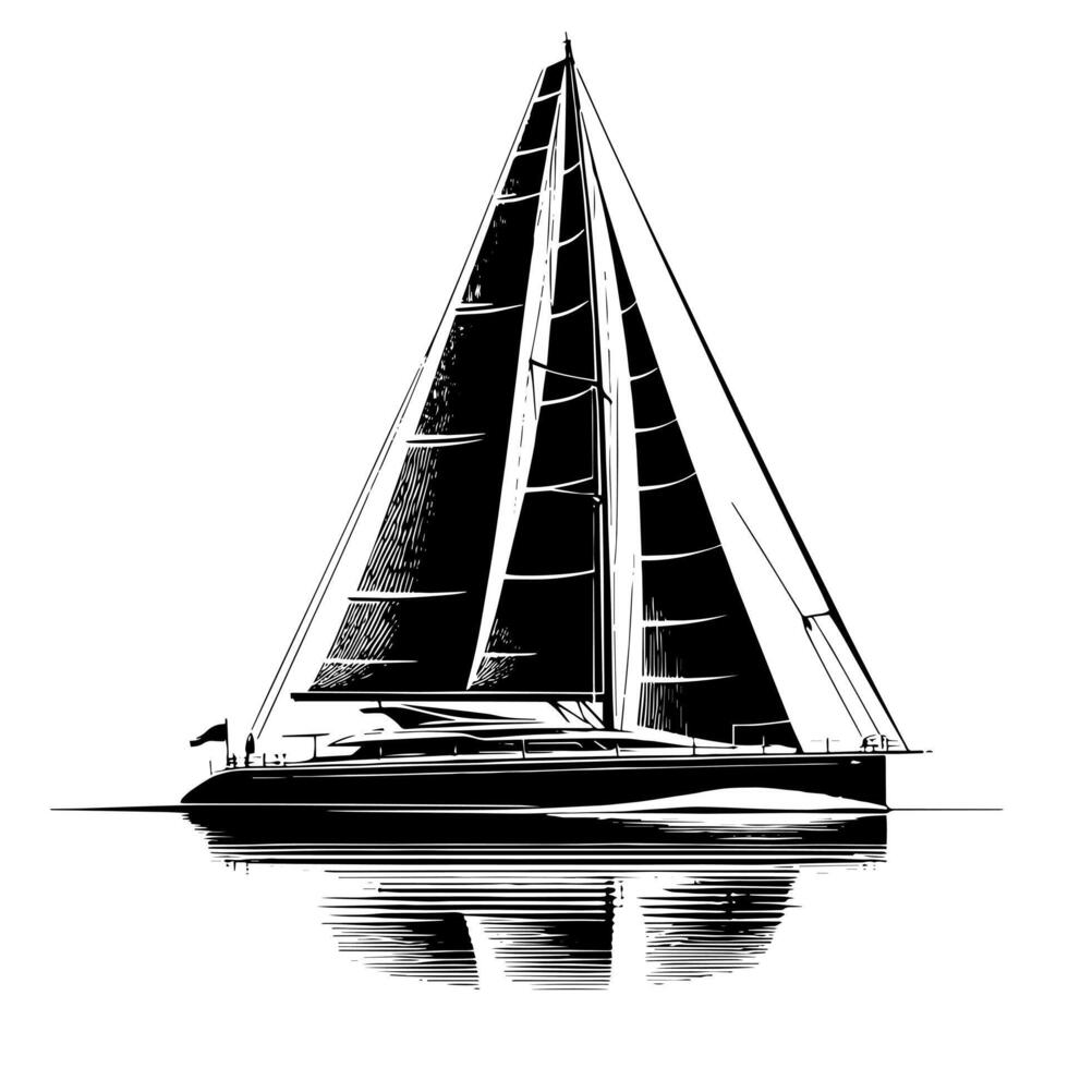 negro y blanco ilustración de un navegación barco vector