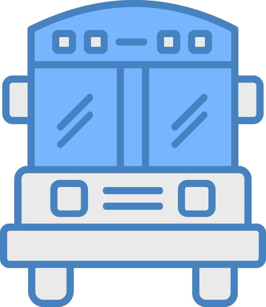 School Bus Line Filled Blue Icon vector