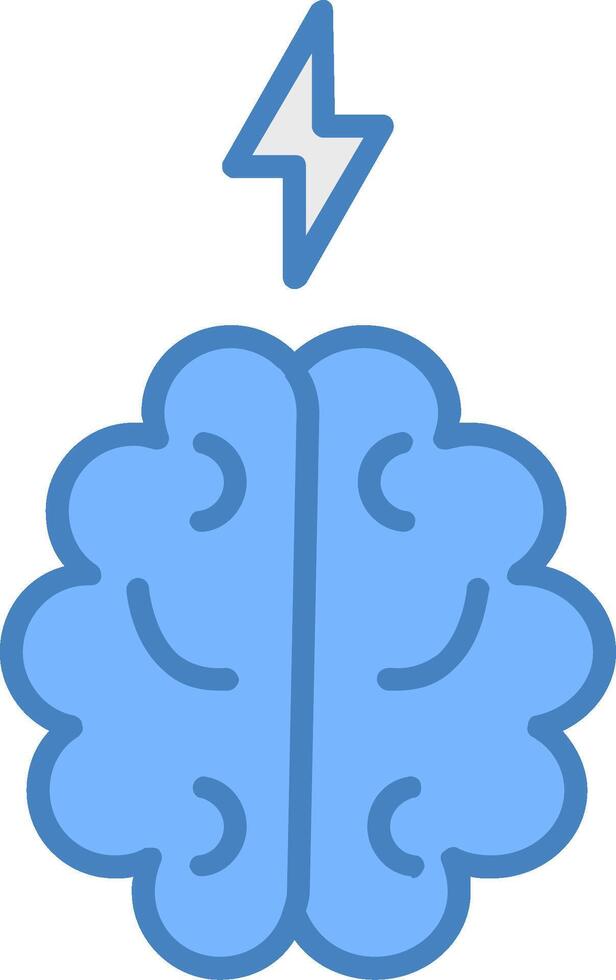 Brain Line Filled Blue Icon vector