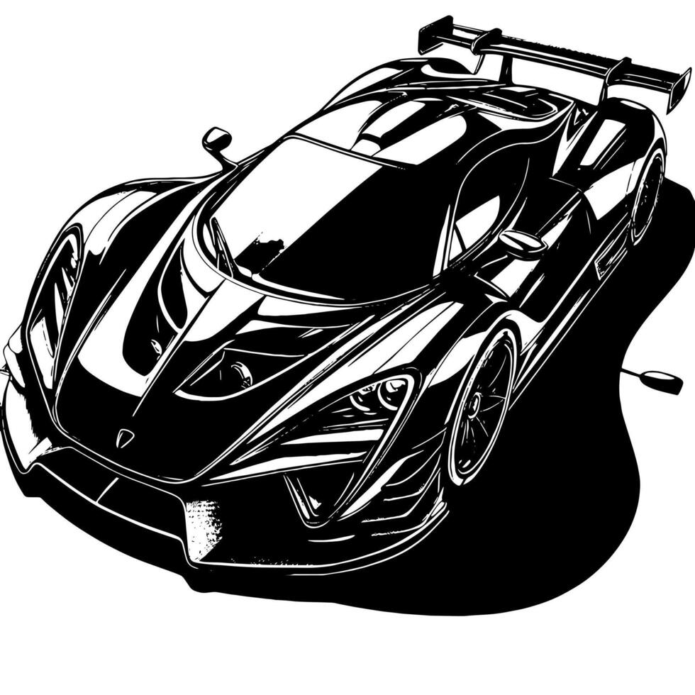 black and white illustration of a Hypercar Sports Car vector