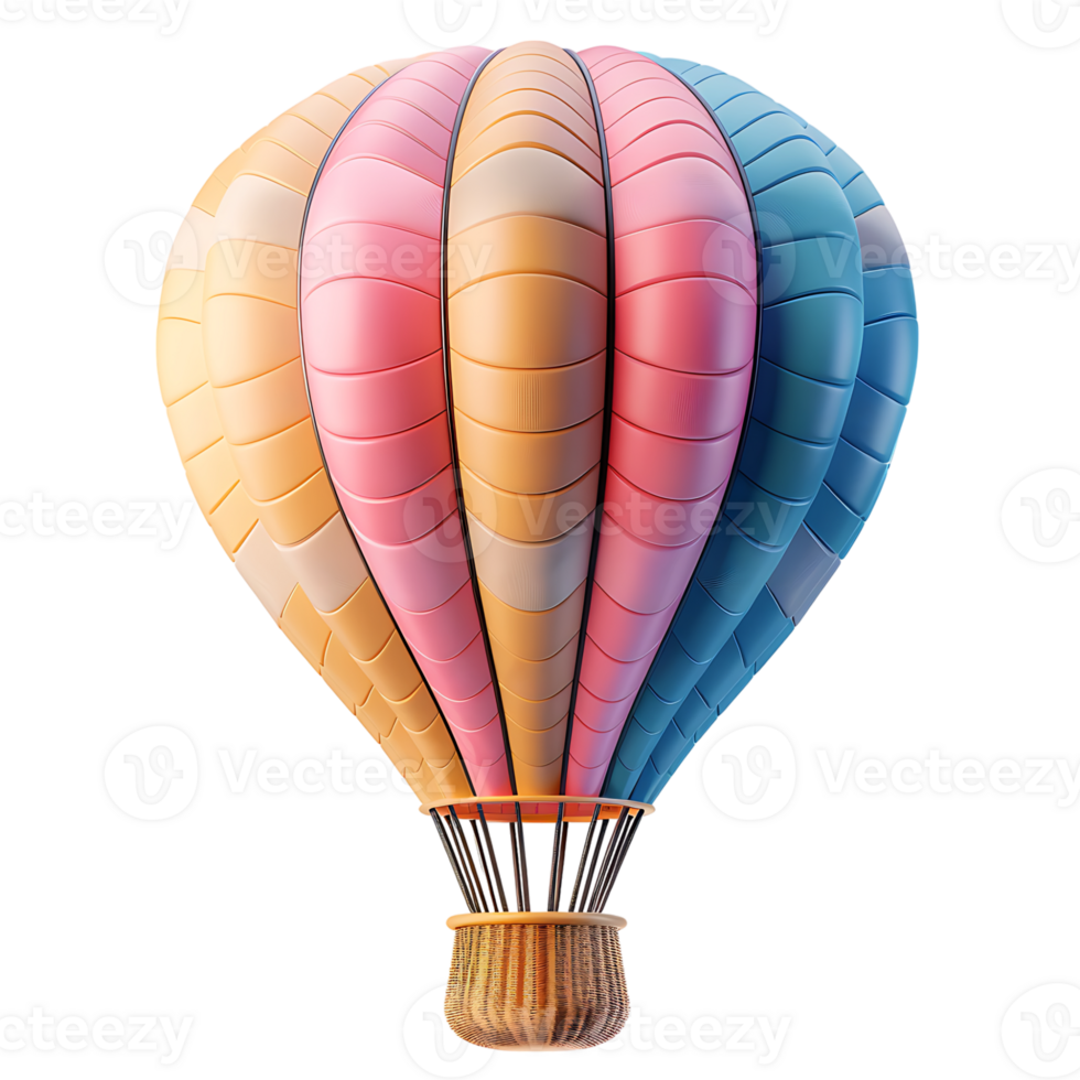 3d air balloon on isolated transparent background png