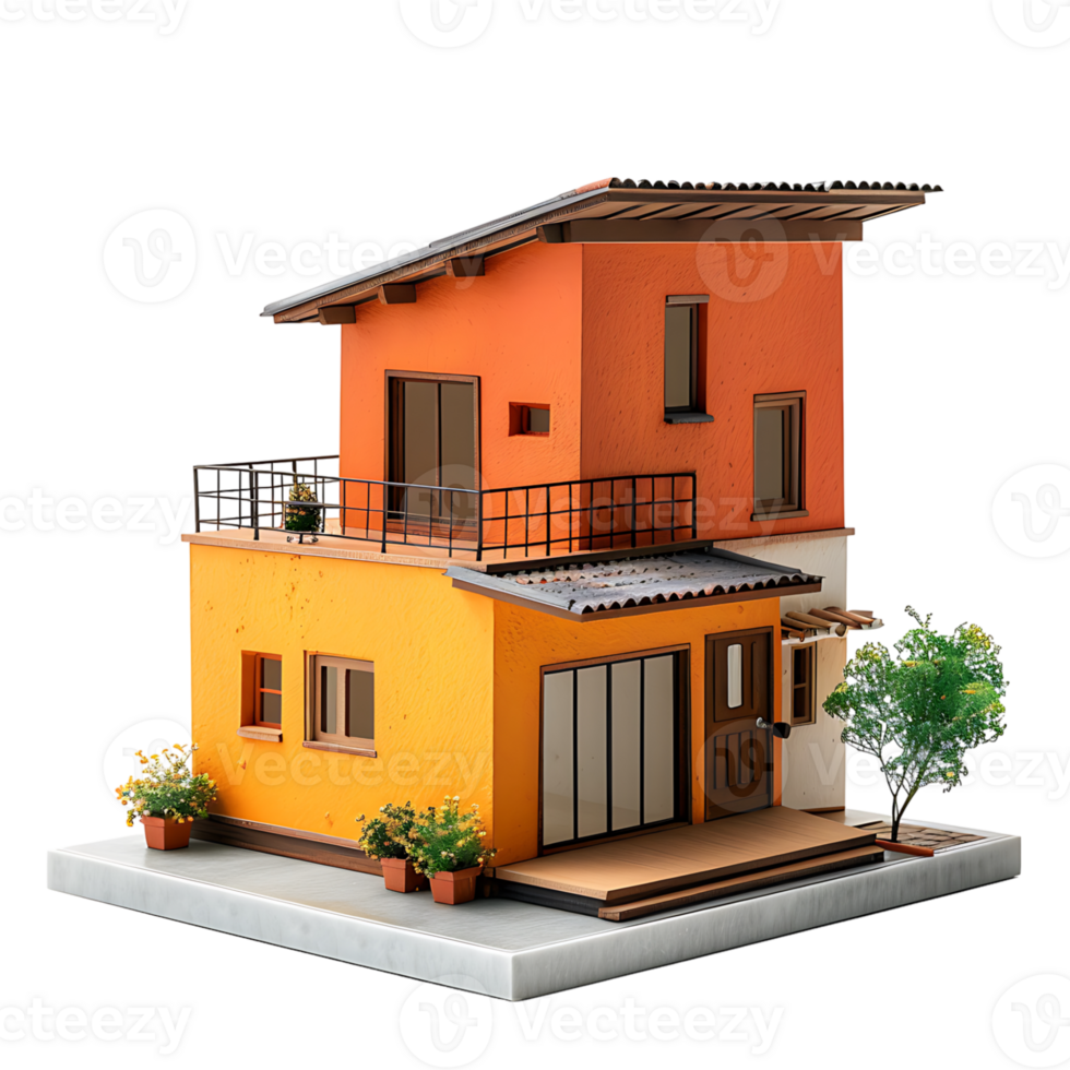 Duplex house on isolated transparent background png