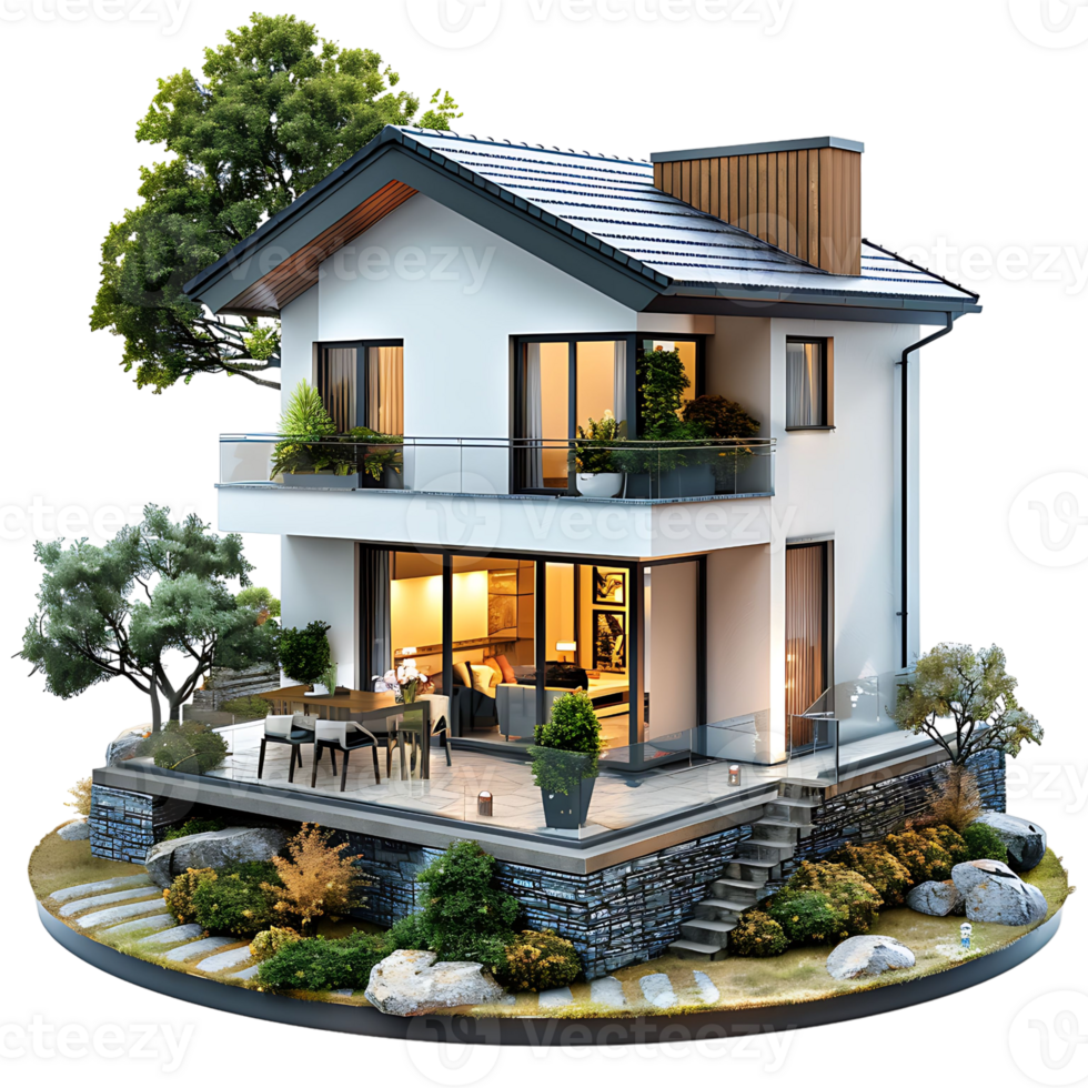 Modern bungalow on isolated background png