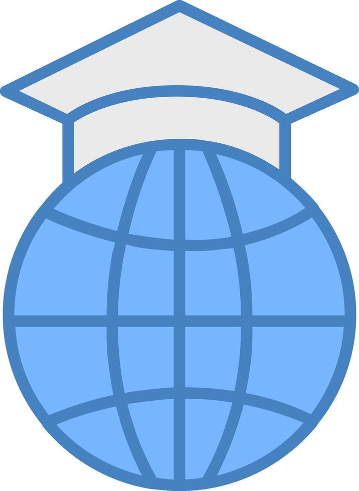 Study Abroad Line Filled Blue Icon vector
