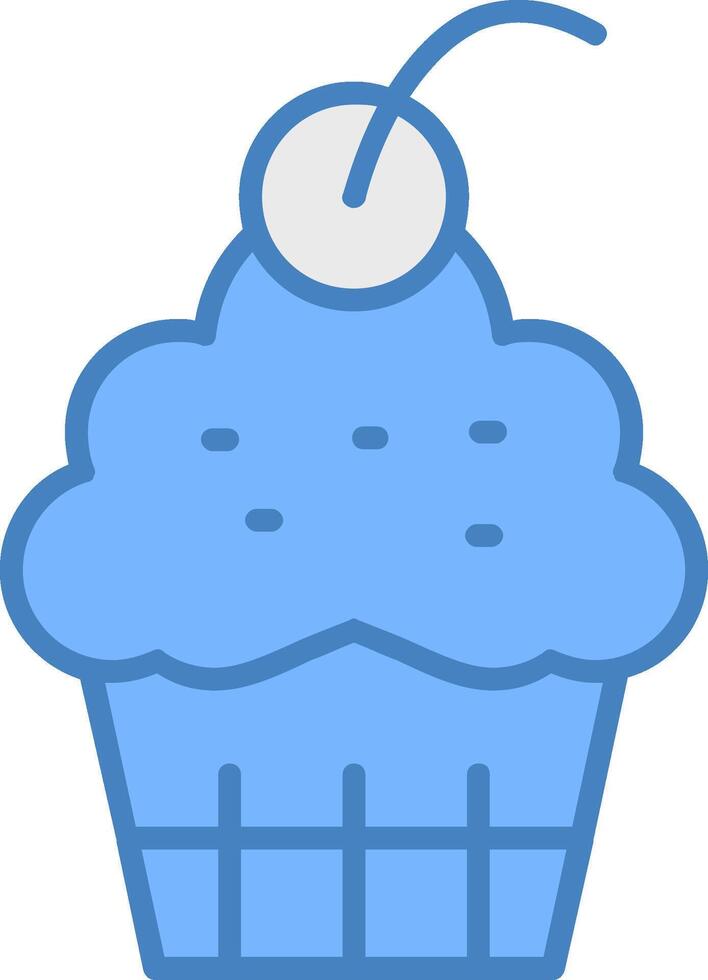 Cup Cake Line Filled Blue Icon vector