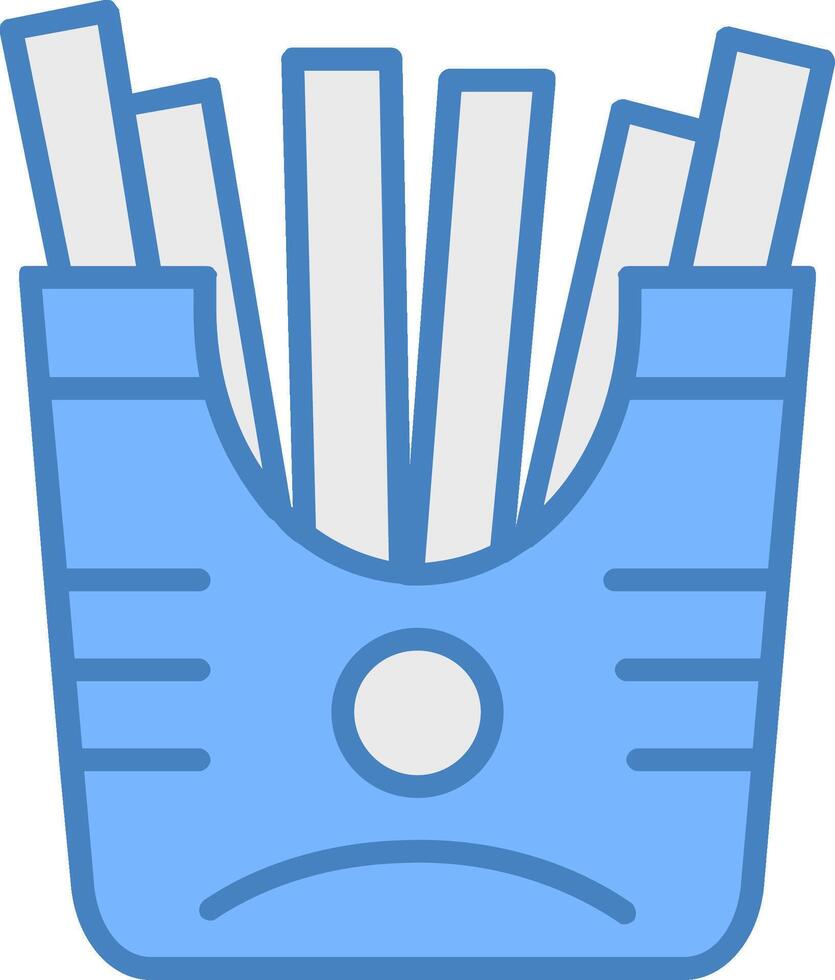 French Fries Line Filled Blue Icon vector