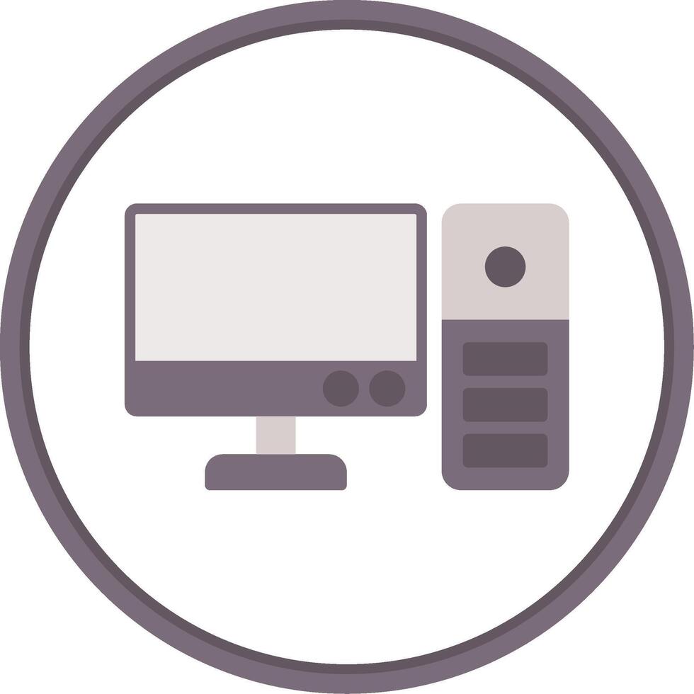 Computer Flat Circle Icon vector