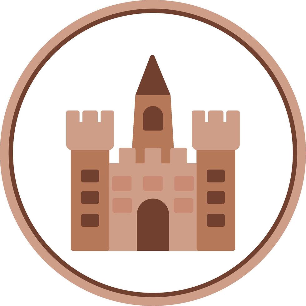 Sand Castle Flat Circle Icon vector