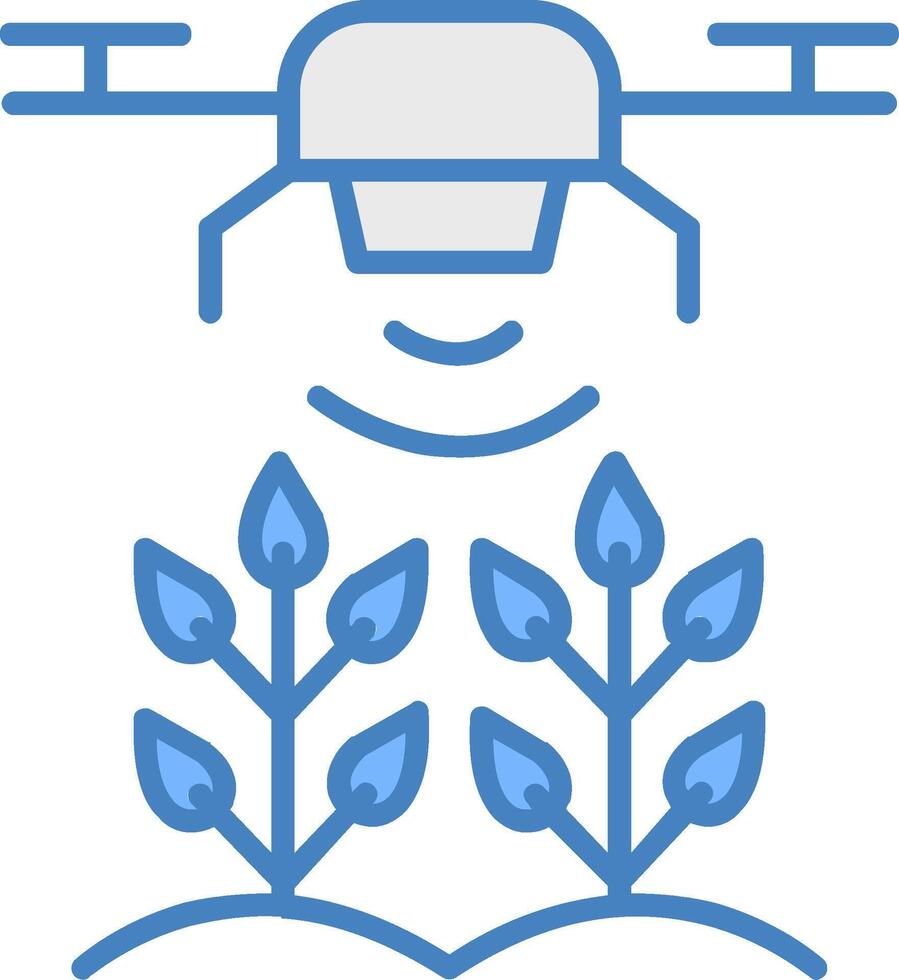 Agricultural Drones Line Filled Blue Icon vector