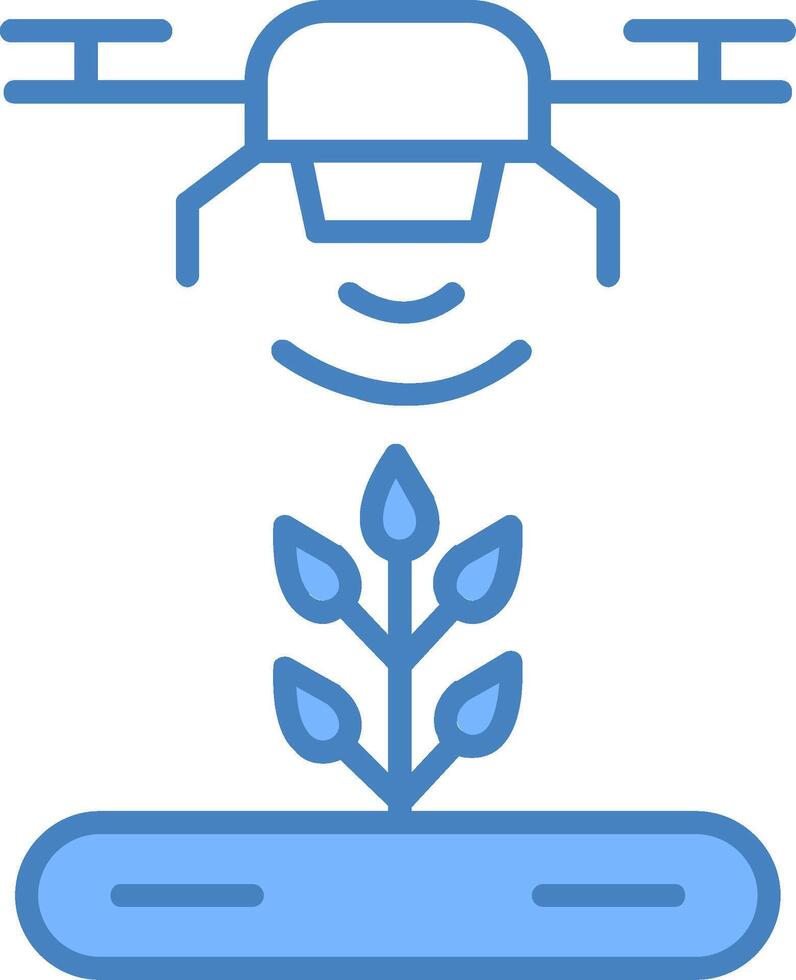 automático irrigador línea lleno azul icono vector