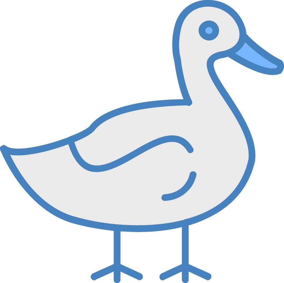 Duck Line Filled Blue Icon vector