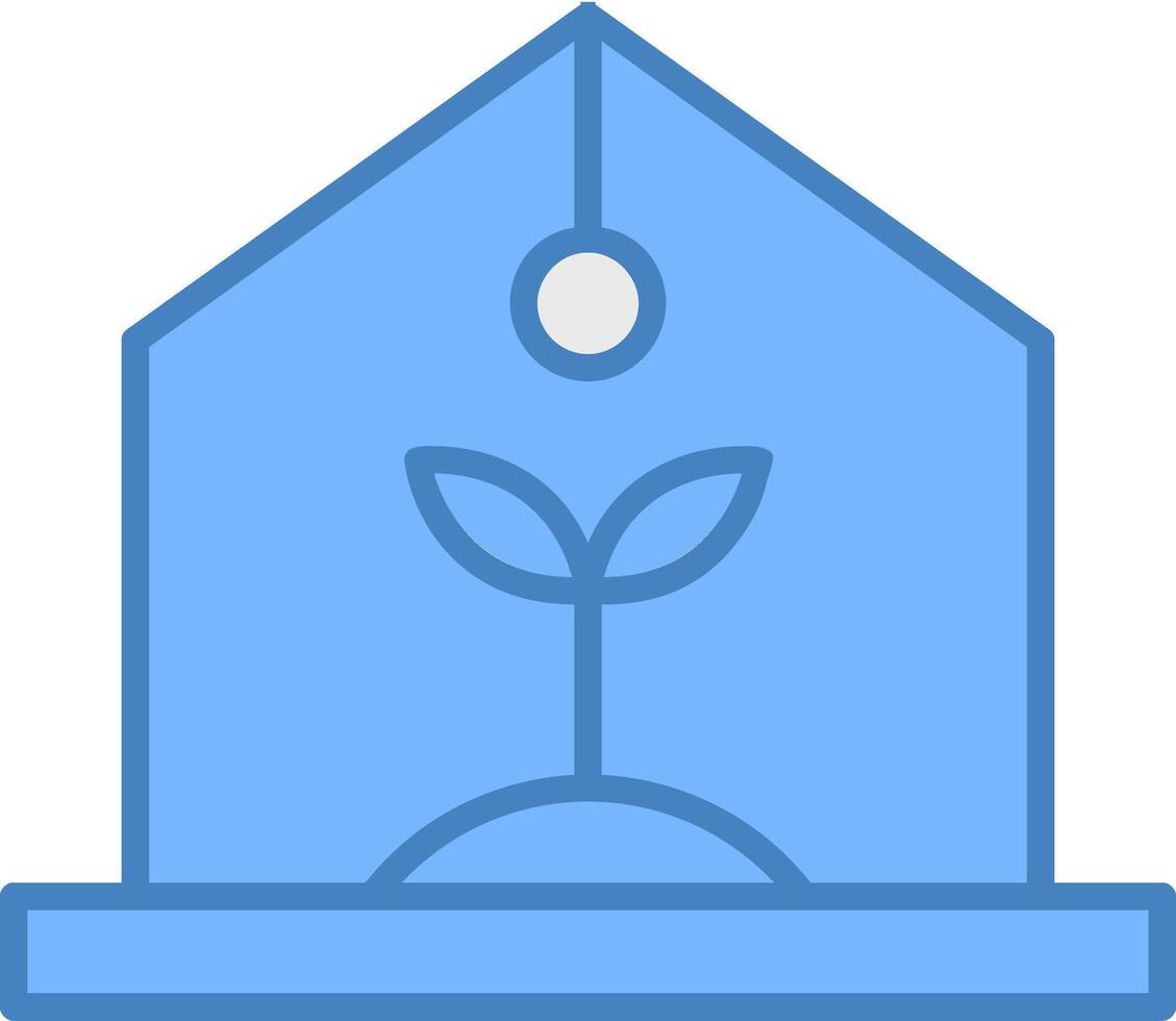 invernadero línea lleno azul icono vector