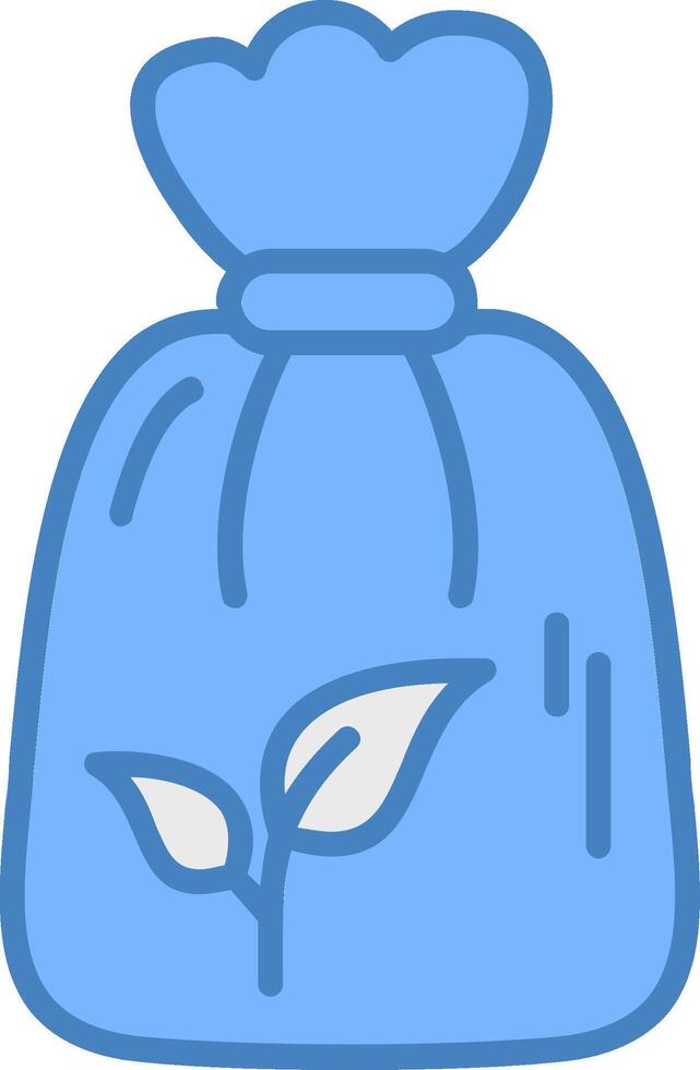 Bio Garbage Bag Line Filled Blue Icon vector