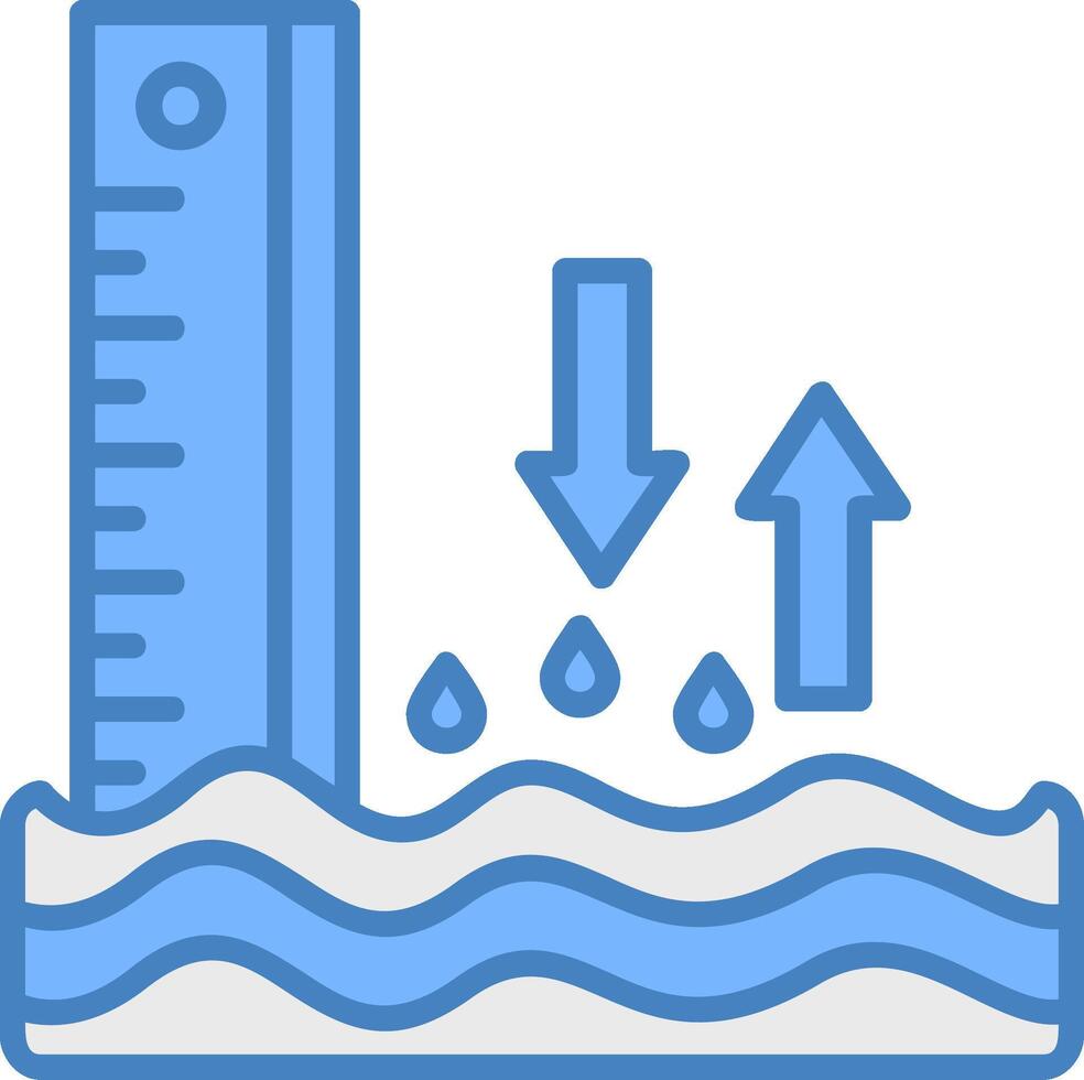 Sea Level Line Filled Blue Icon vector