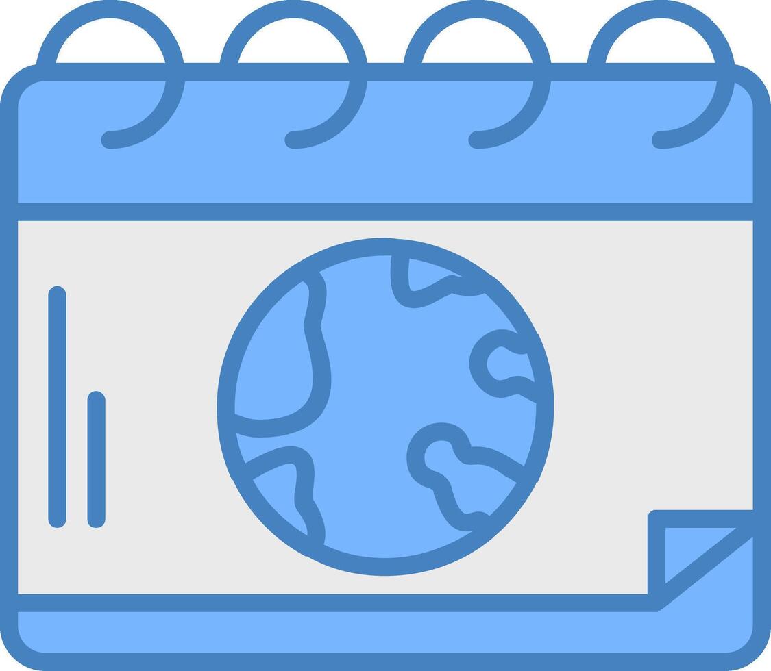 Earth Day Line Filled Blue Icon vector