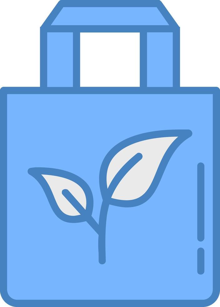 Eco Bag Line Filled Blue Icon vector