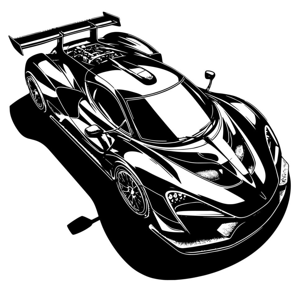 negro y blanco ilustración de un hipercar Deportes coche vector