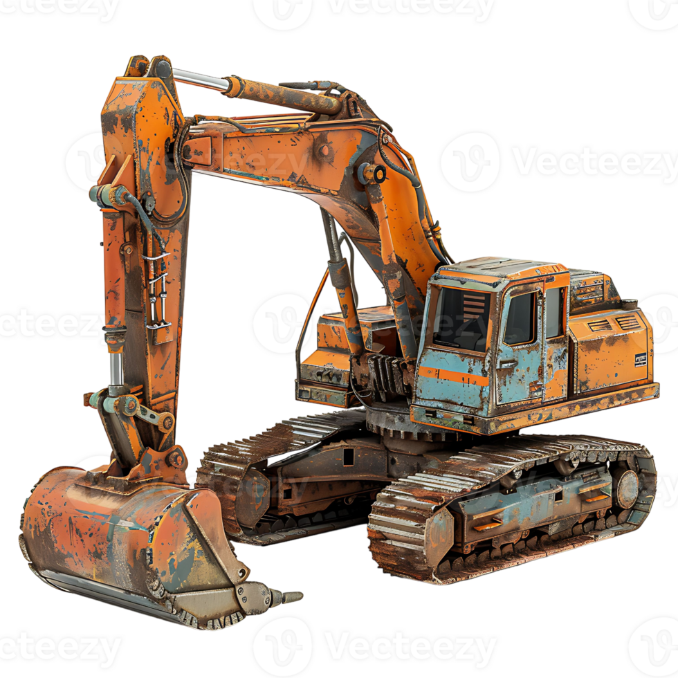 Track excavator on isolated transparent background png