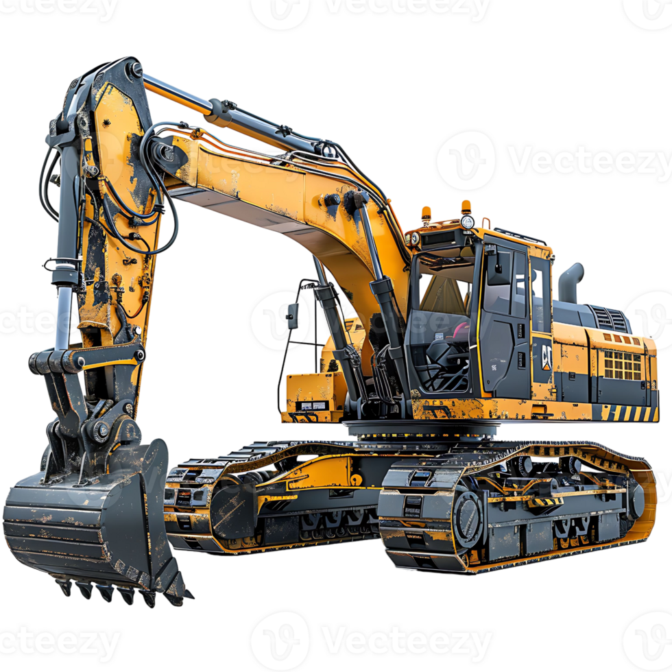 Track excavator on isolated transparent background png