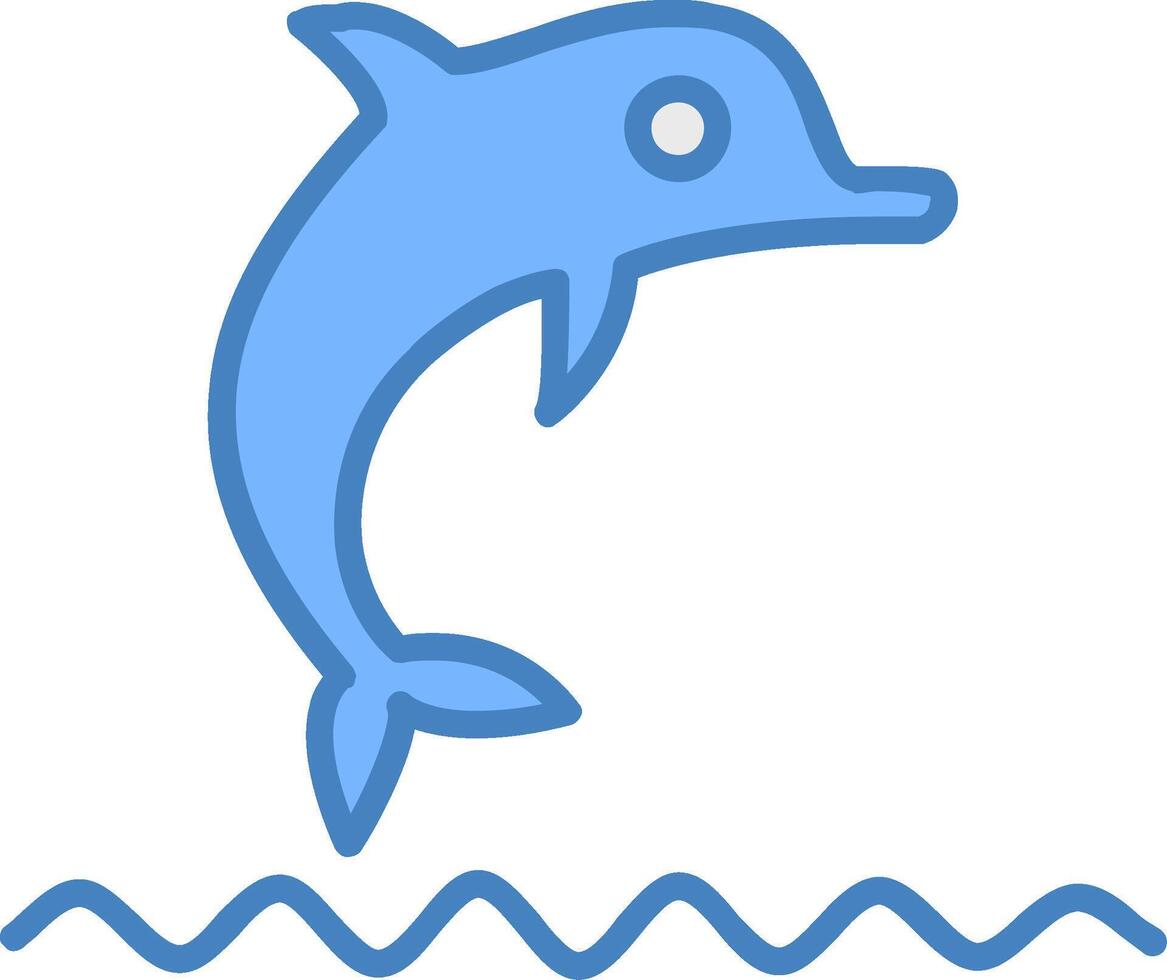 Dolphin Show Line Filled Blue Icon vector