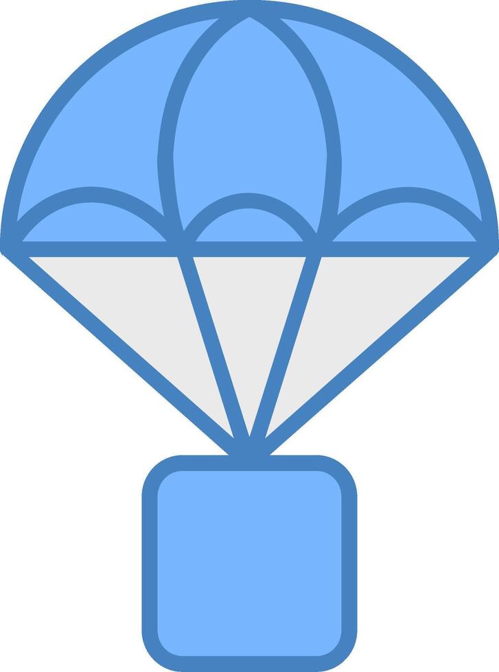 Parachute Line Filled Blue Icon vector