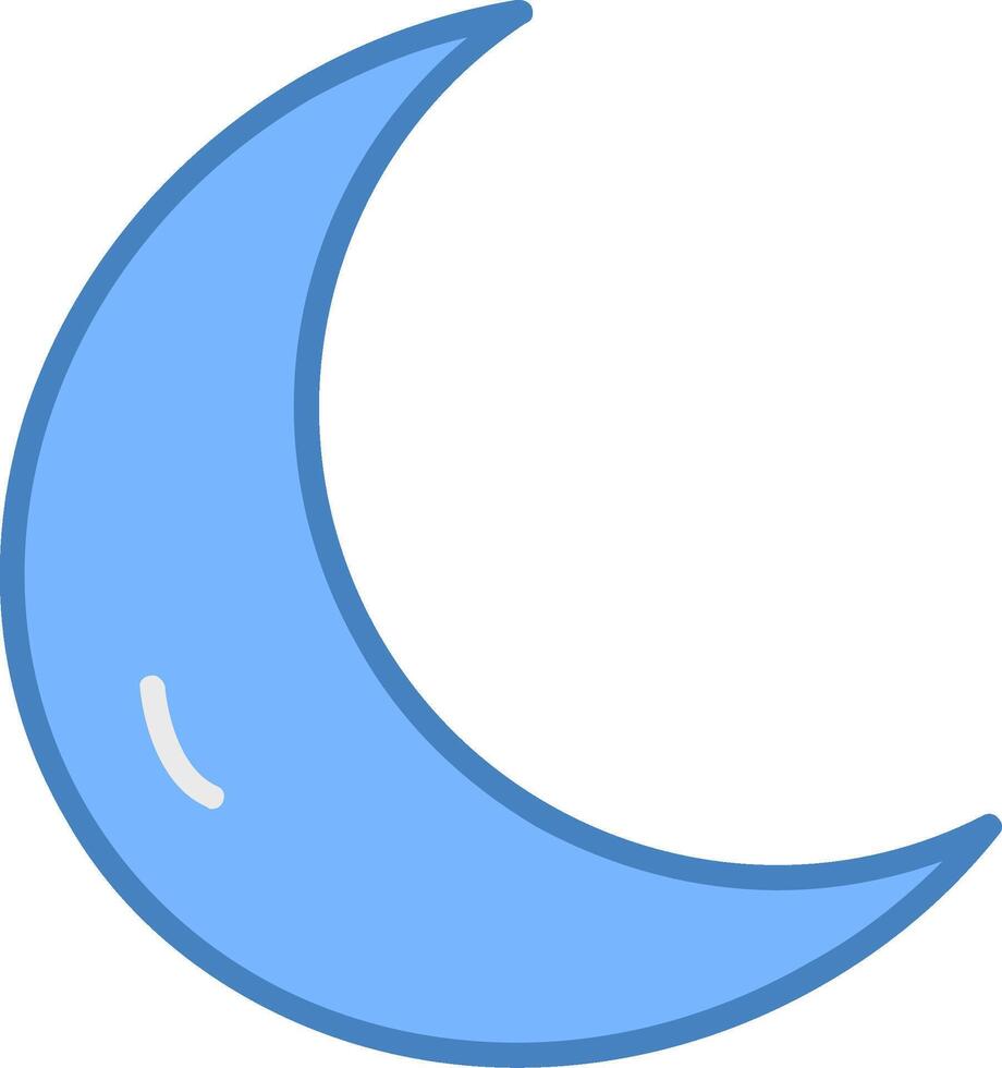 Moon Line Filled Blue Icon vector