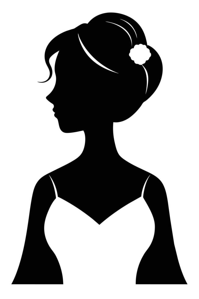 silhouette of a bride with a wedding hairstyle portrait vector