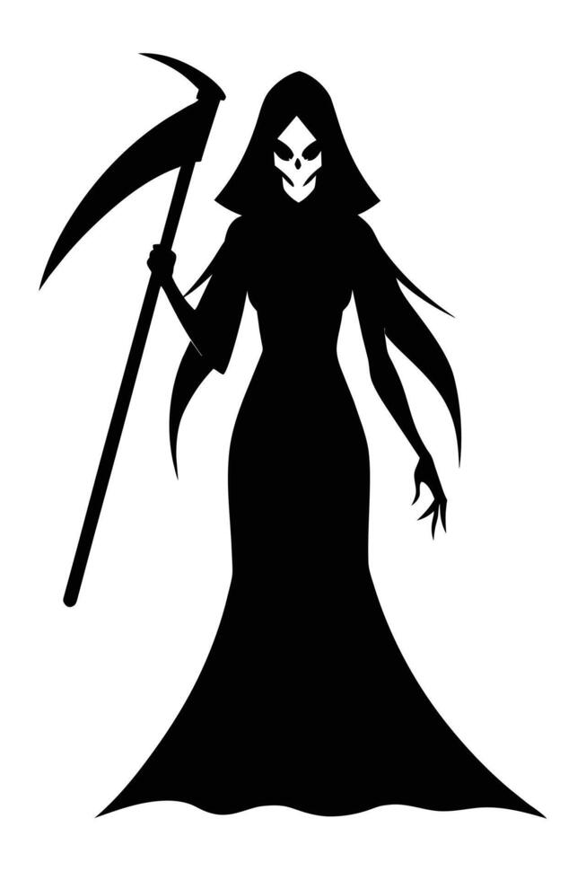 silhouette of Grim Reaper girl vector