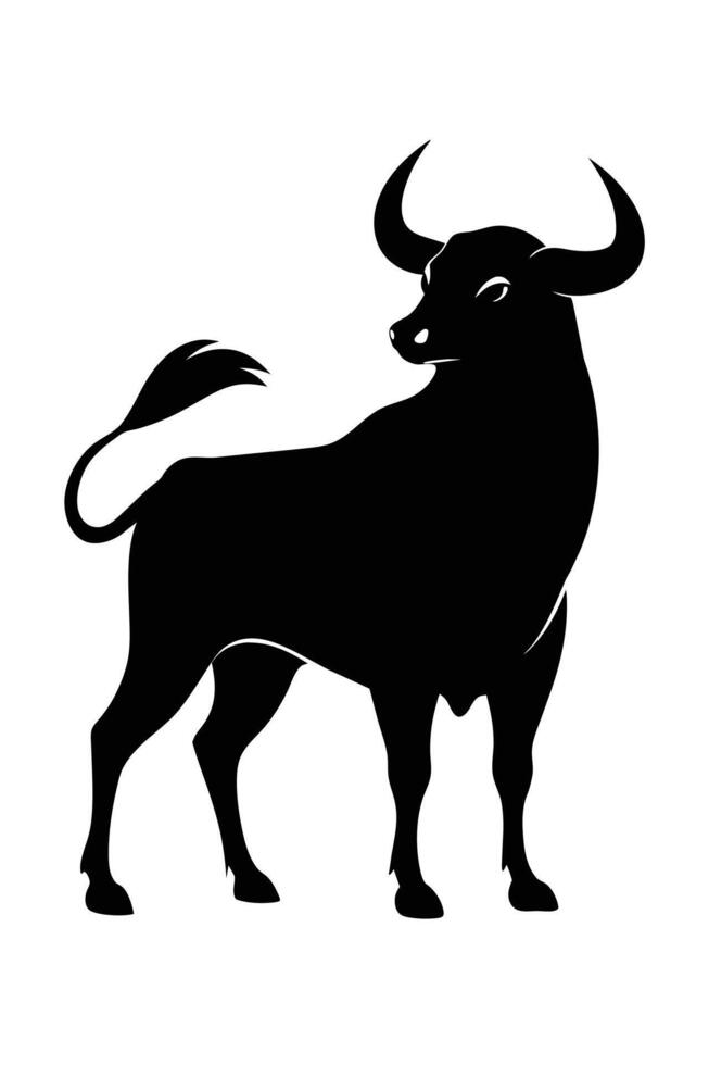 Silhouette bull animal vector