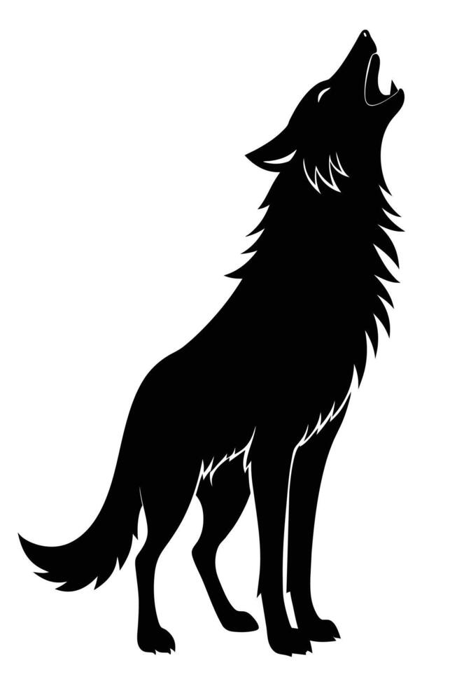 Howling Black Wolf silhouette design isolated on white background vector