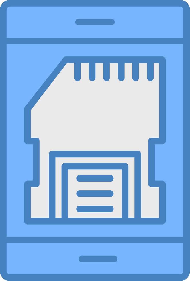 Sd Card Line Filled Blue Icon vector