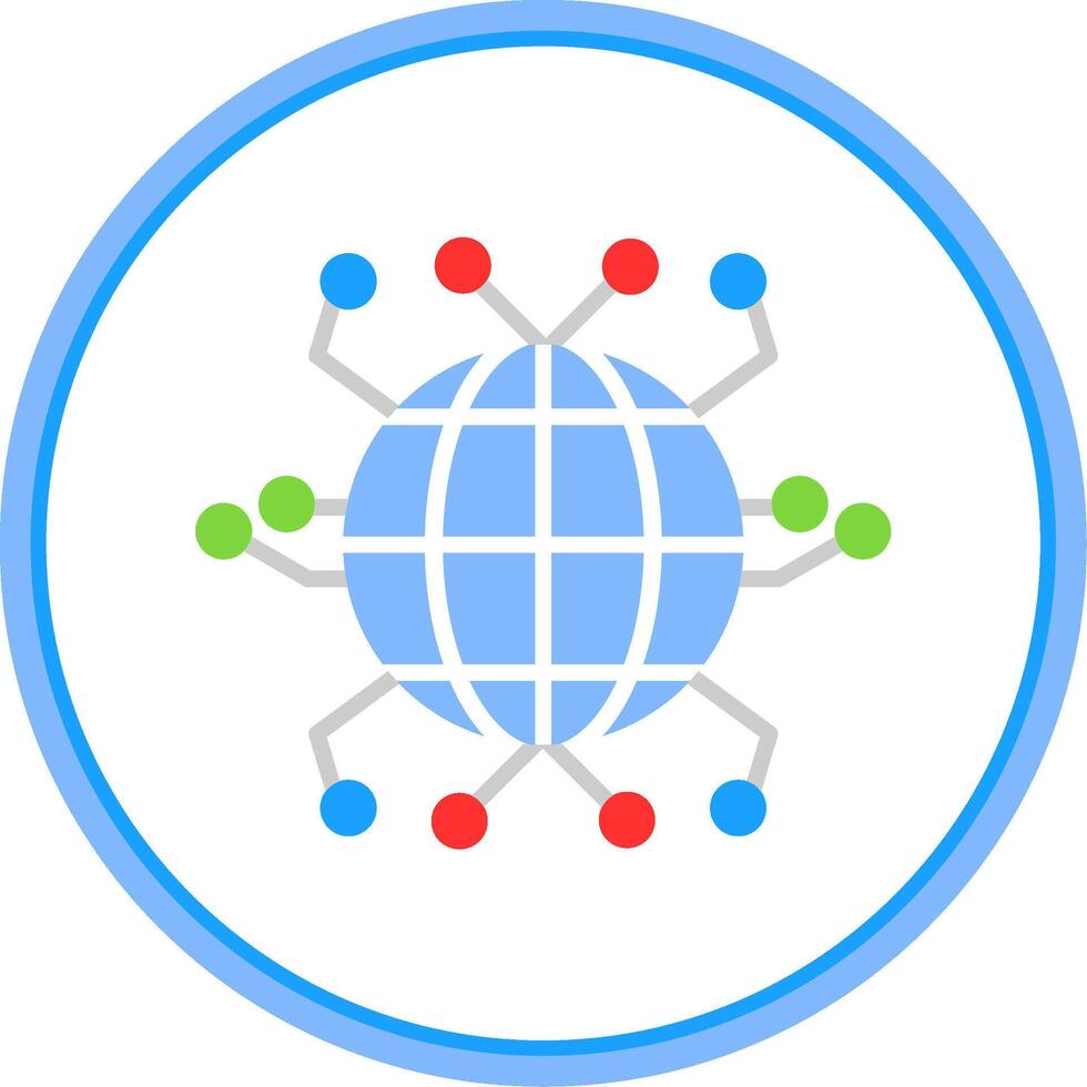 Global Networking Flat Circle Icon vector