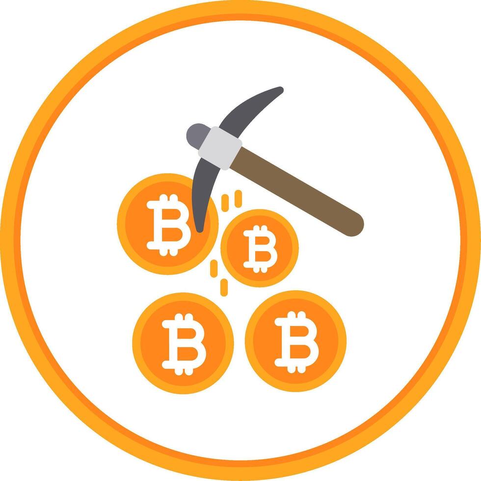 Bitcoin Mining Flat Circle Icon vector