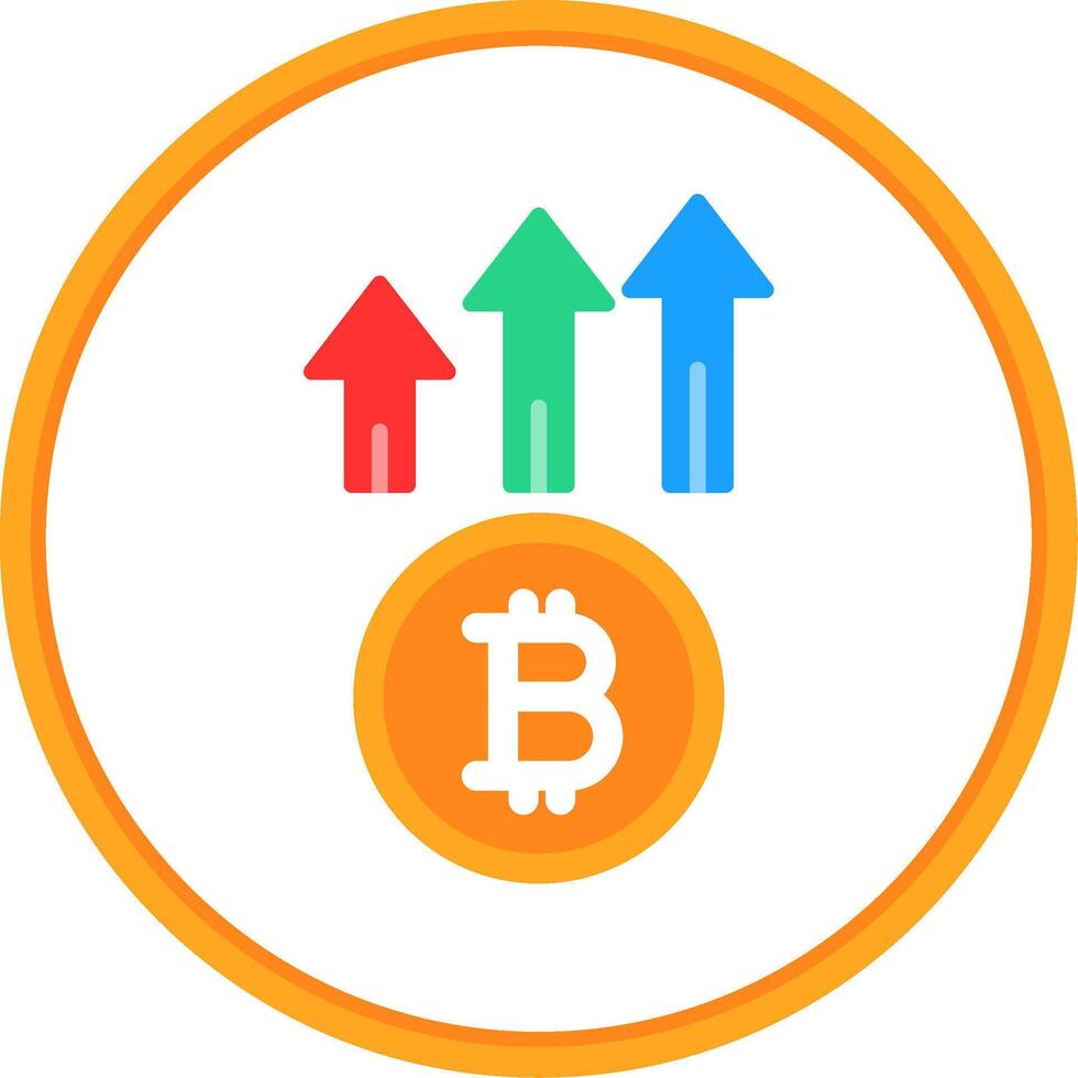 Bitcoin Up Flat Circle Icon vector