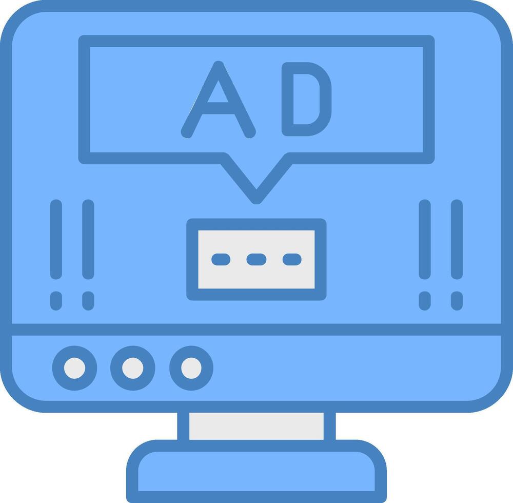 anuncio popular arriba línea lleno azul icono vector