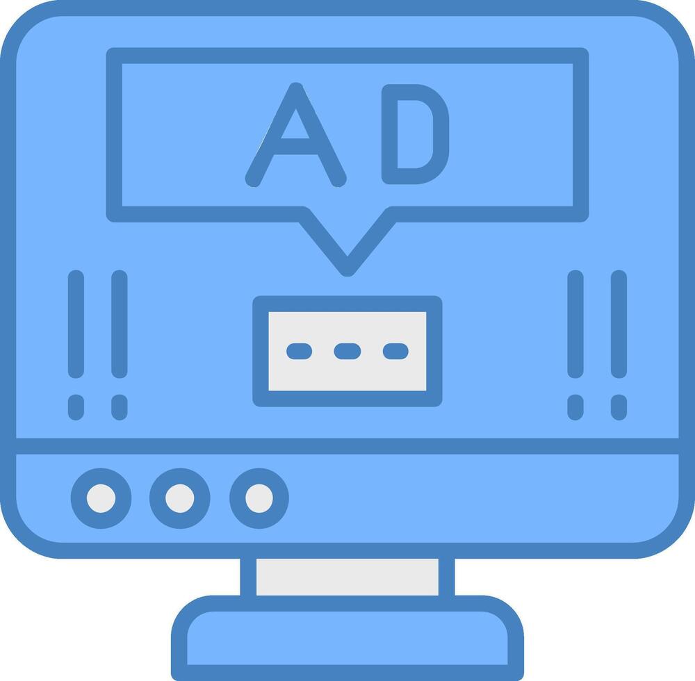 Ad Pop Up Line Filled Blue Icon vector