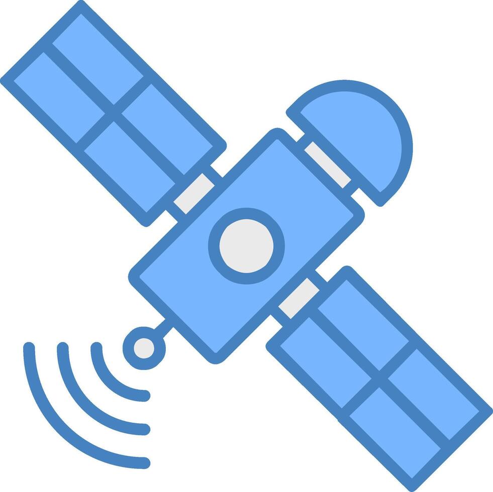 satélite línea lleno azul icono vector