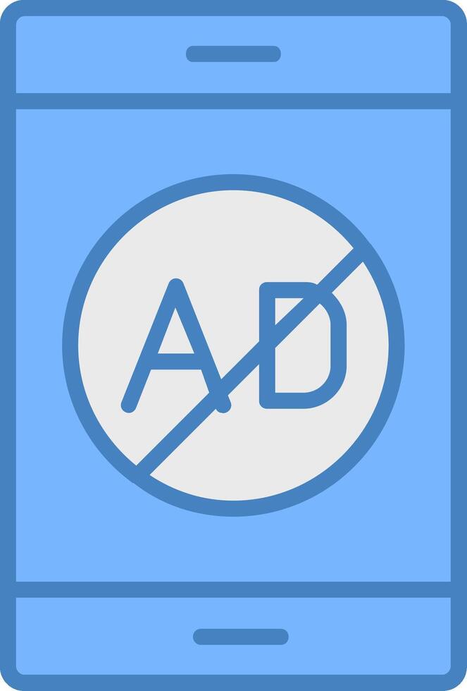 Ad Blocker Line Filled Blue Icon vector