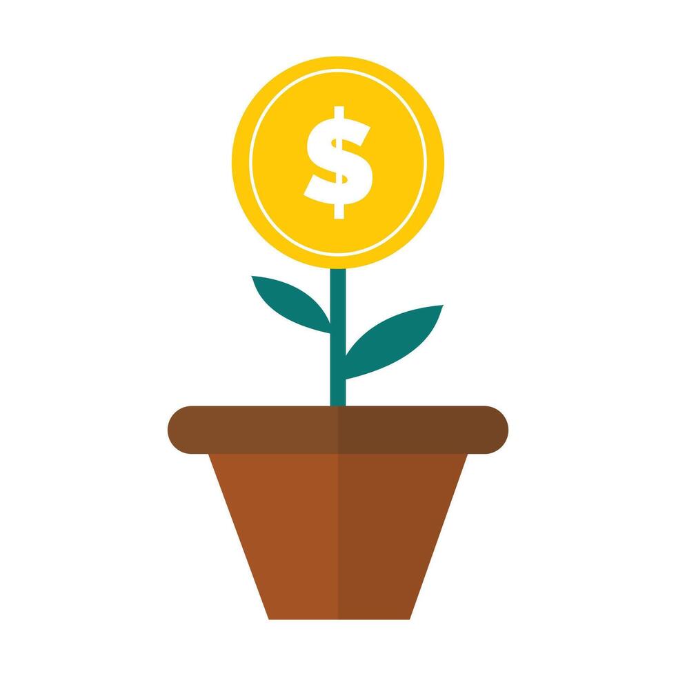 mission money flower pot icon flat illustration of mission money flower pot vector