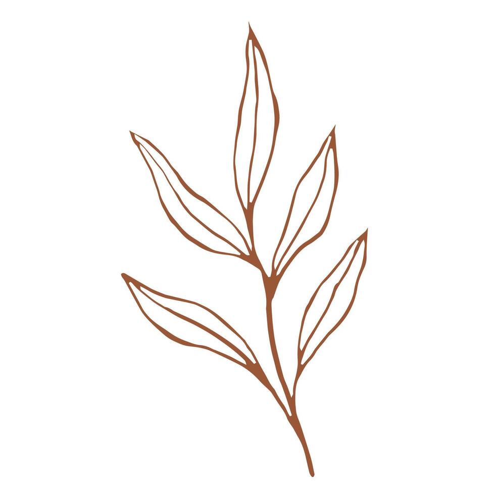branch with leaves plant nature doodle vector