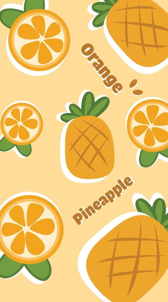 Hand drawn mobile phone wallpaper cute fruit pattern vector