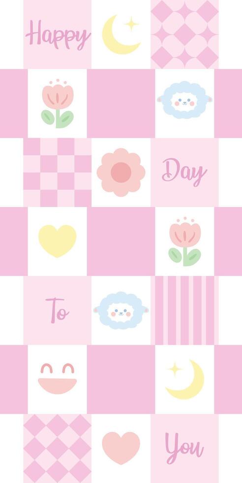 Hand drawn mobile phone wallpaper cute floral pattern vector