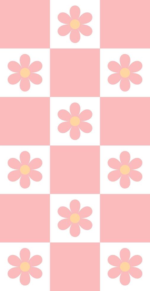 Hand drawn mobile phone wallpaper cute floral pattern vector