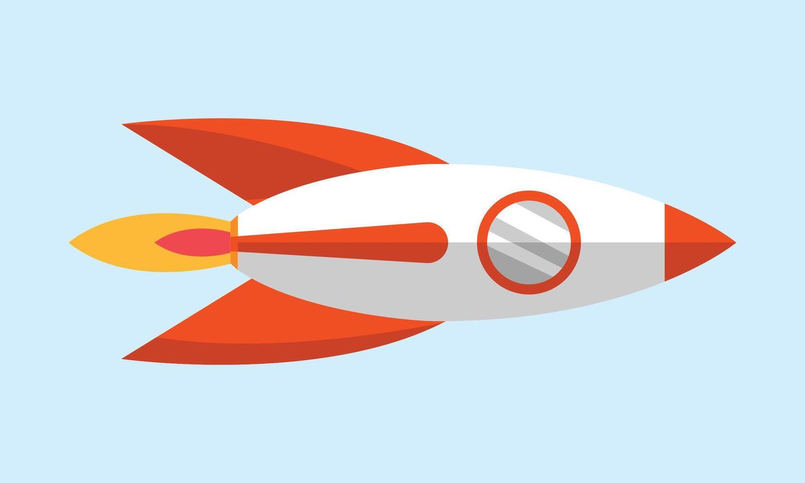 rocket illustration on white background in flat style vector