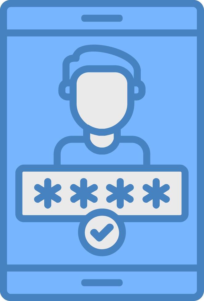 Authentication Line Filled Blue Icon vector