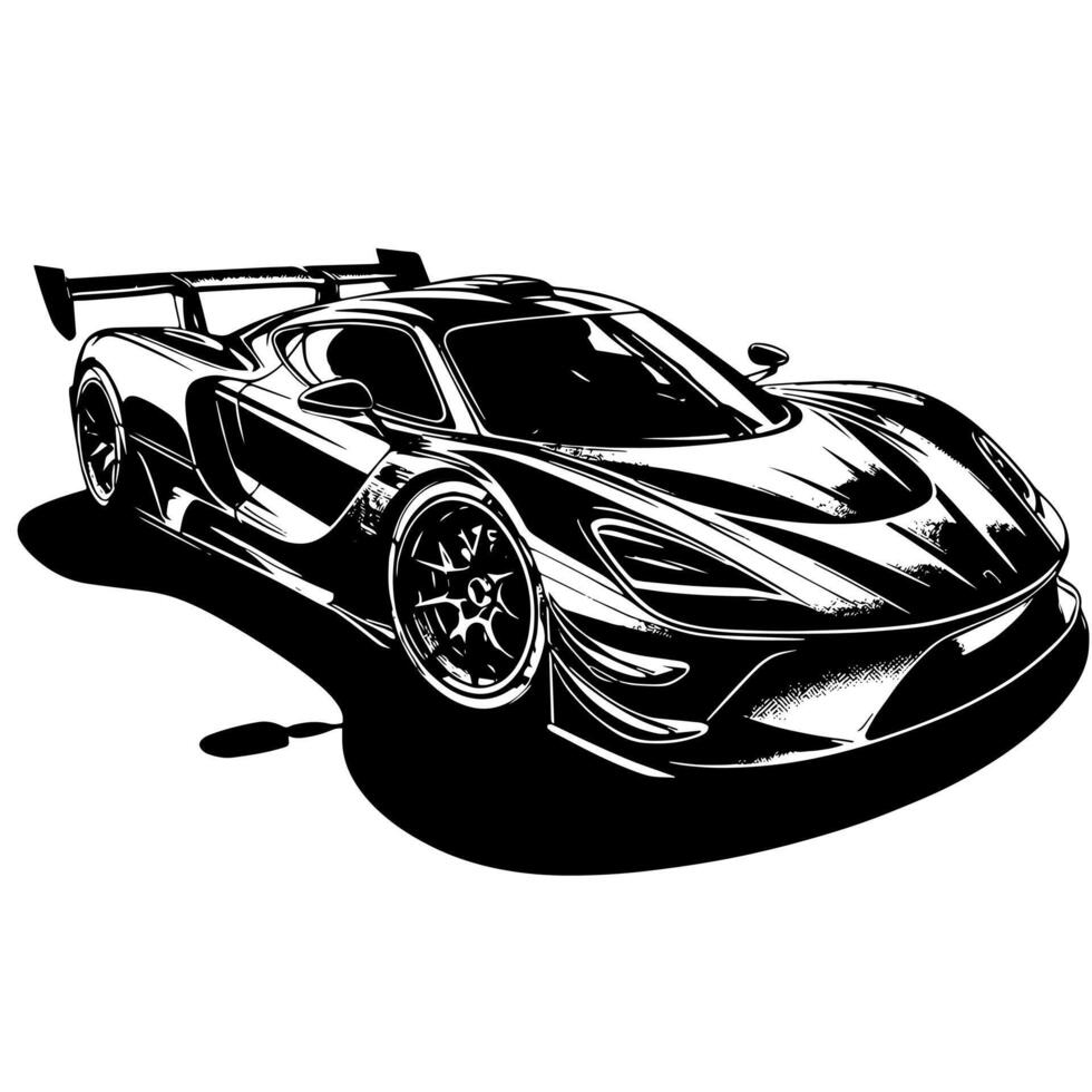 negro y blanco ilustración de un hipercar Deportes coche vector