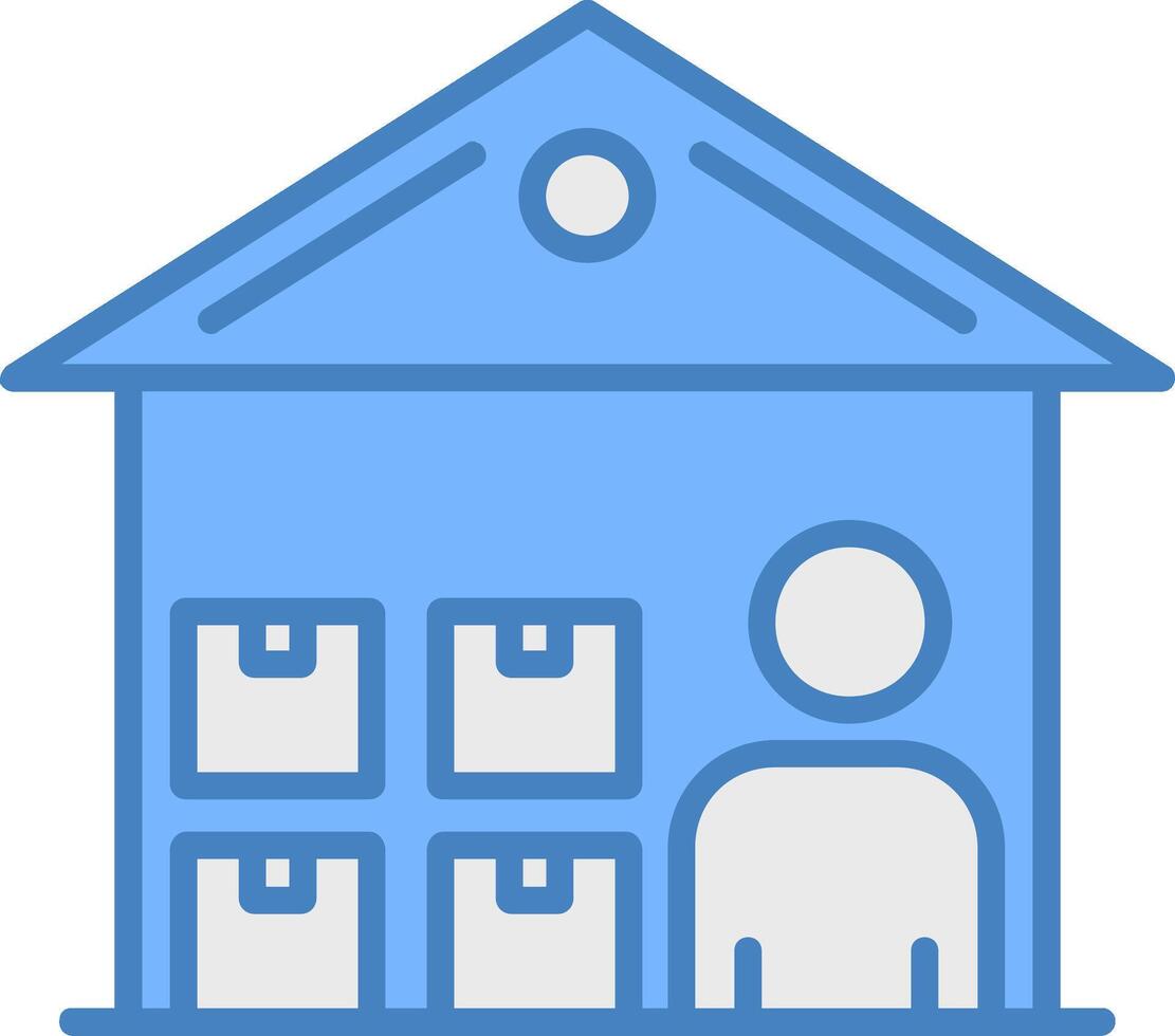 Warehouse Manager Line Filled Blue Icon vector
