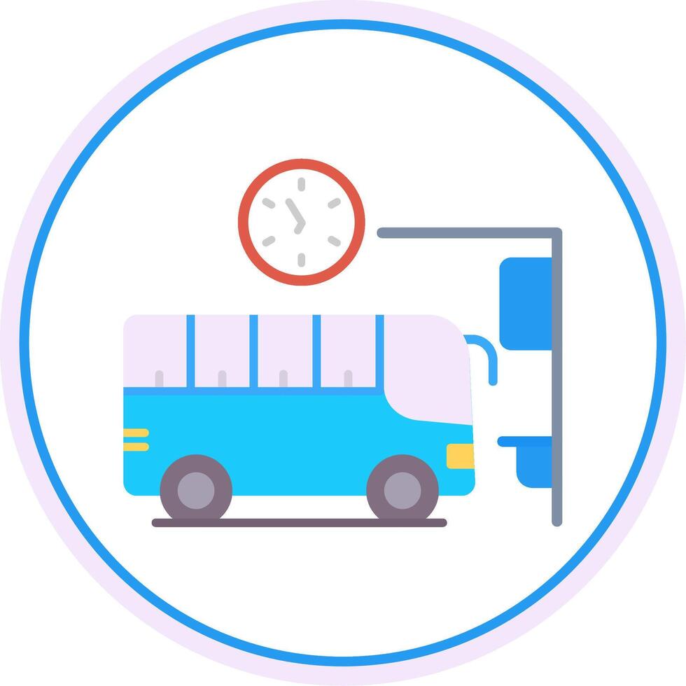 Bus Station Flat Circle Icon vector